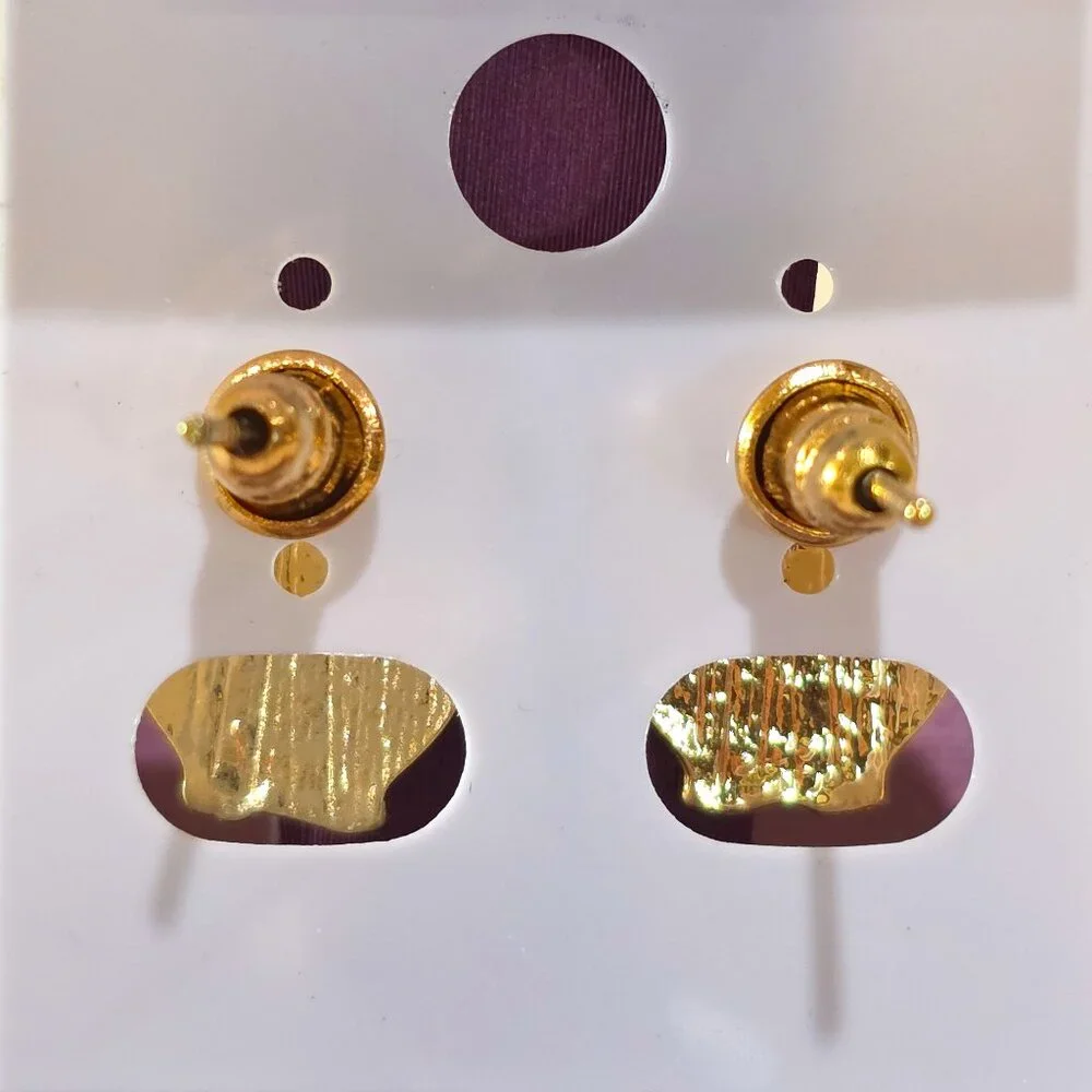 NOC Small Gold Finish OWL Textured Stud Pierced Earrings